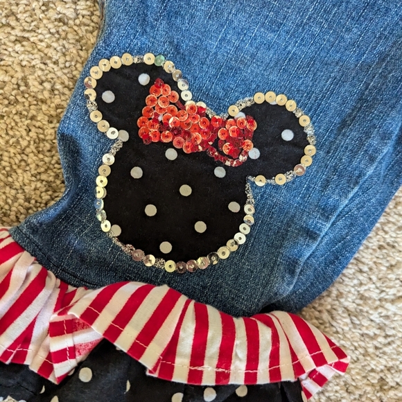 Old Navy Red White Blue Minnie Mouse Long shorts Ruffles Size 8 - Picture 2 of 9